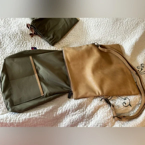 Authentic Brynn Capella Jenne Foldover Crossbody - tan (Gold Dust) MADE IN USA - Picture 8 of 16